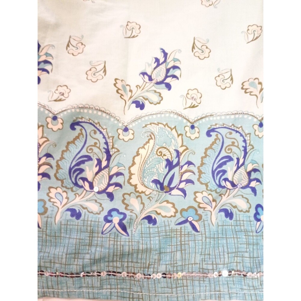 Vintage 2005 Old Navy Boho Paisley Wrap Skirt Blue Cotton Sequin Hem Size 10 - Picture 14 of 16